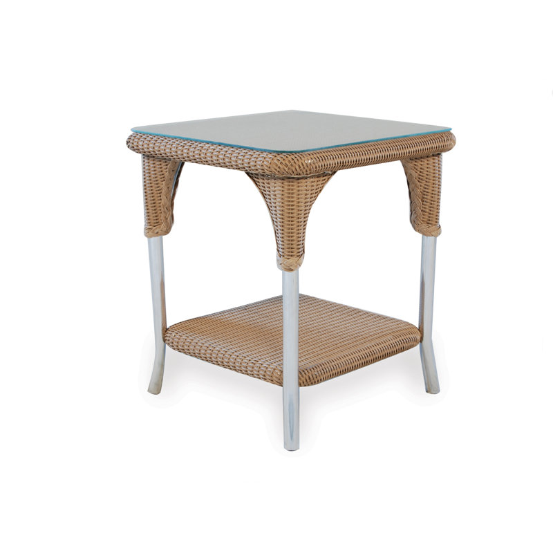 Universal Loom Accessories Outdoor Square Side Table, White