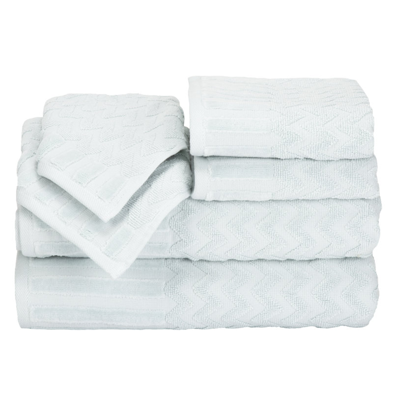 Ensemble de 6 serviettes de bain en coton Harva - Serviettes décoratives luxueuses, Écume de mer