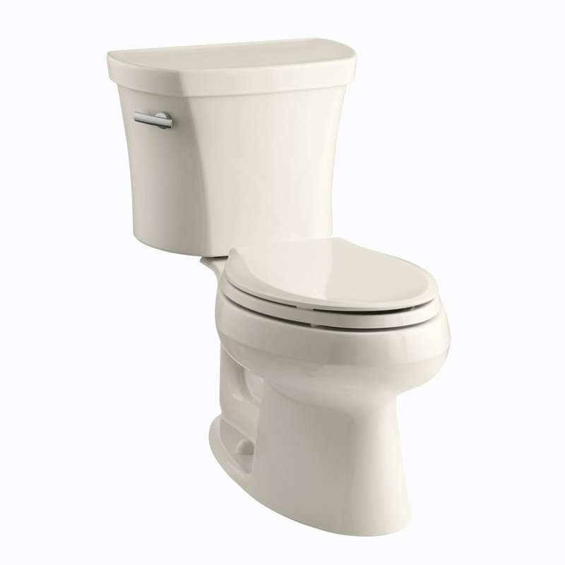 Wellworth 1.28 GPF Water Efficient Elongated Two-Piece Toilet, Almond, Left-Hand