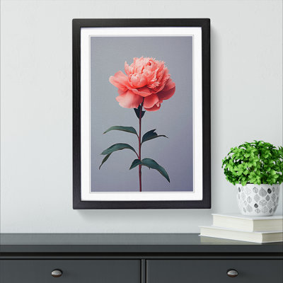XYZ-FRM-V1223-5078 Peony Flower Minimalism - Single Picture Frame Print on Wood