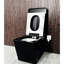 Toilette intelligente carrée noire avec réservoir intégré, chasse d'eau automatique, siège chauffant, télécommande, affichage à DEL, affichage visuel d'association moderne-124251387