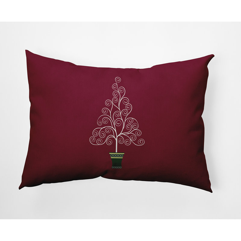Housse de coussin rectangulaire d'extérieur Filigree Tree, Canneberge