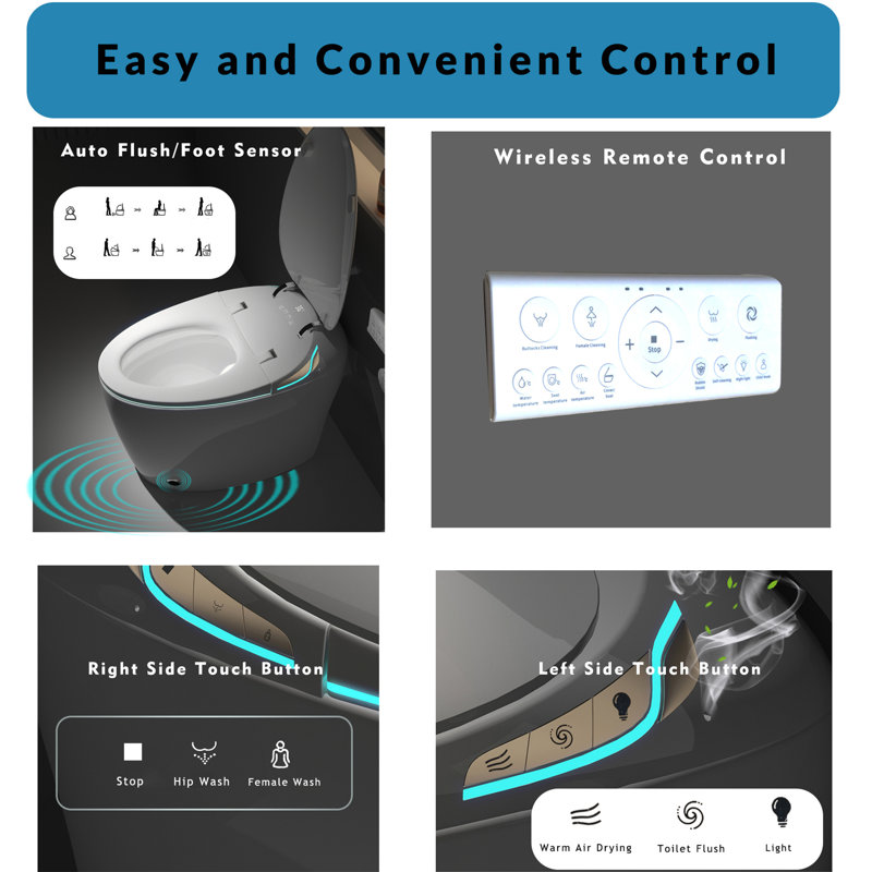 Smart Toilet With Bidet Built In, Silver