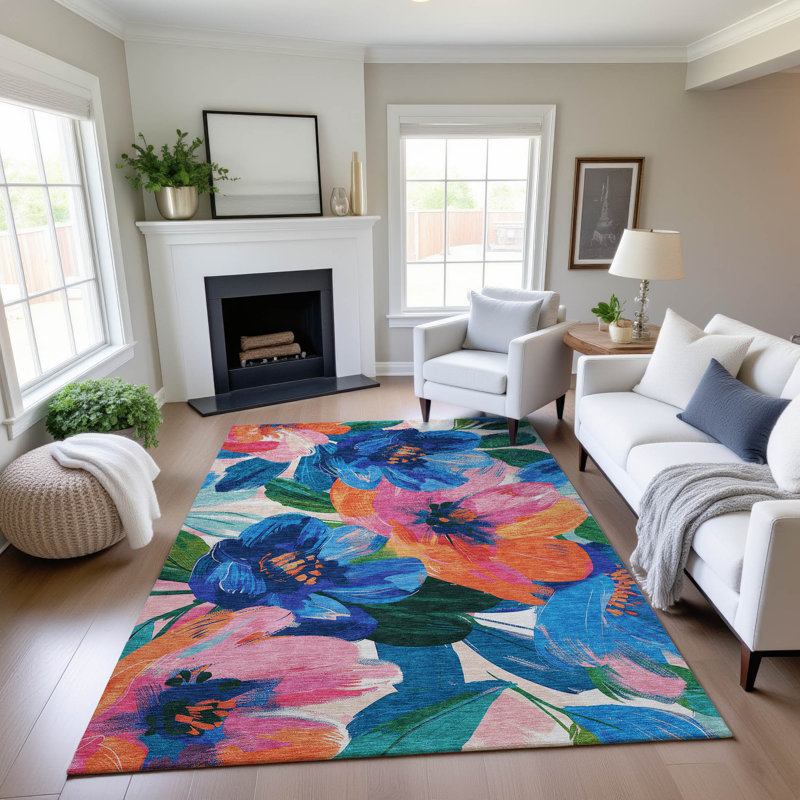 Tapis floral lavable à la machine de qualité supérieure Northdale AMF1487, Rectangle 9 pi x 12 pi