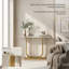 Console contemporaine contemporaine avec plateau imitation marbre et structure en métal