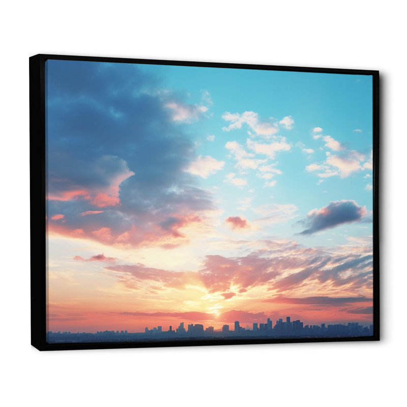 «Blue White Sky Harmony» sur impression sur toile, H 34 po x l 44 po x P 1,5 po, Cadre flottant noir