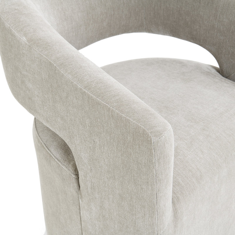 Roya Barrel-Back Dining Chair With Casters, Beige