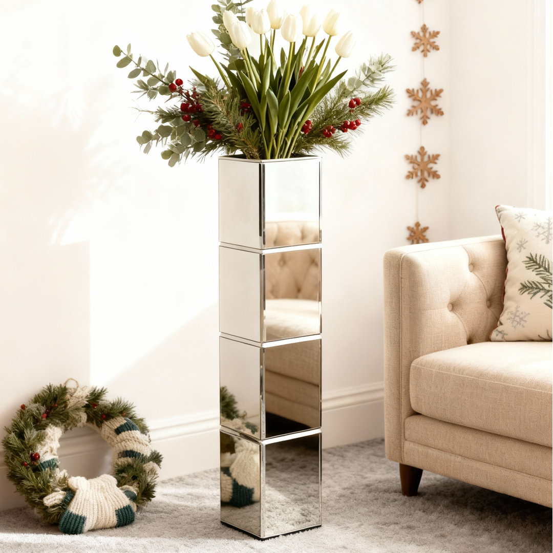 Gudrun Handmade Square Glass Floor Vase Orren Ellis