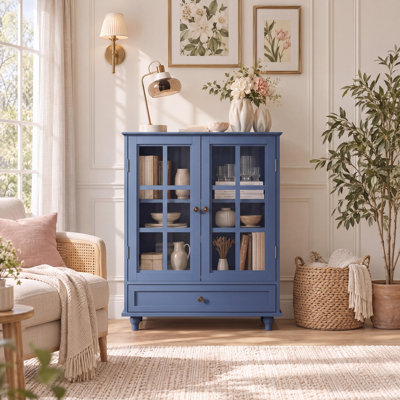 Garde-manger de 38 po avec armoires de rangement modernes H 38 po, avec portes et tiroir en verre double