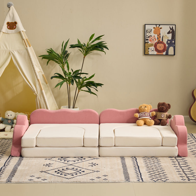 Canapé modulaire pour enfants 12 pièces, Rose