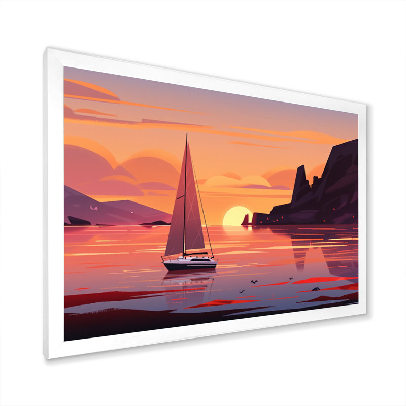 «Beachside Dusk», reproduction sur toile, H 24 po x l 32 po x P 1 po, Cadre photo blanc