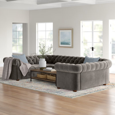 Canapé modulaire en velours de 142 po Huskins
