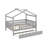 Wooden House Bed With Trundle, Bunk Bed With Roof-1394926851-1394926853