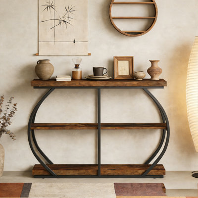 3-Tier Console Table Sofa Entryway Table with Storage Shelves