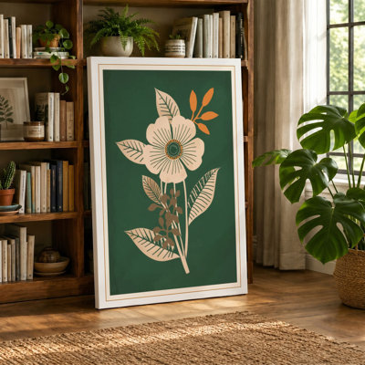 Single Stem in Gold Botanical - Wrapped Canvas