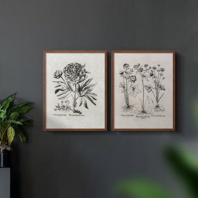 Impression florale rétro - ensemble de 2