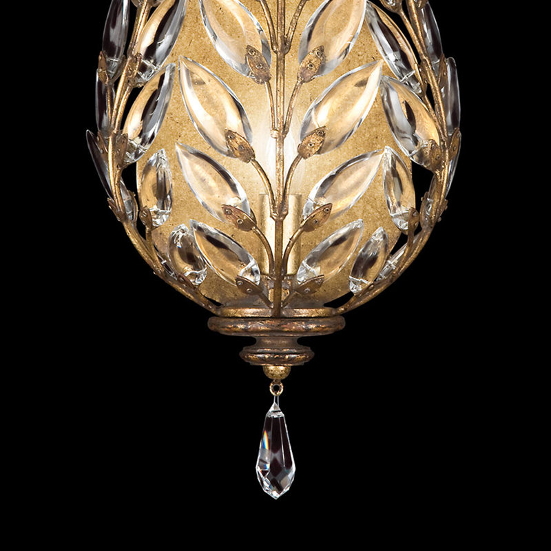 Crystal Laurel 1 - Light Flush Mounted Sconce, 8", Gold Leaf