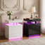 3 Drawers Bedside Table with Lift-Top, Bedside Cabinet with Bluetooth LED Light Strip & UK Charging Station 2AC/2USB, Wooden Sideboard Drawer Cabinet for Bedroom Living Room, UK Plug-1555817018