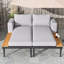 Chaise longue double d'extérieur en métal avec coussins 55 po-466454386-466454387