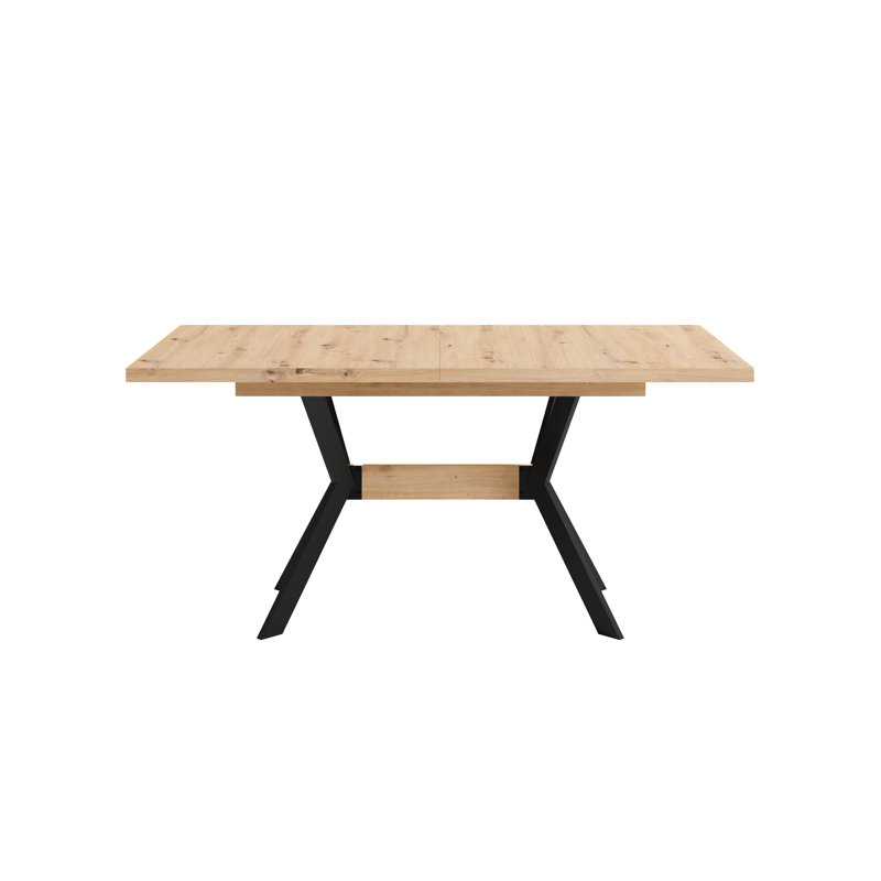 Mckayla Extendable Metal Base Dining Table, Medium Wood