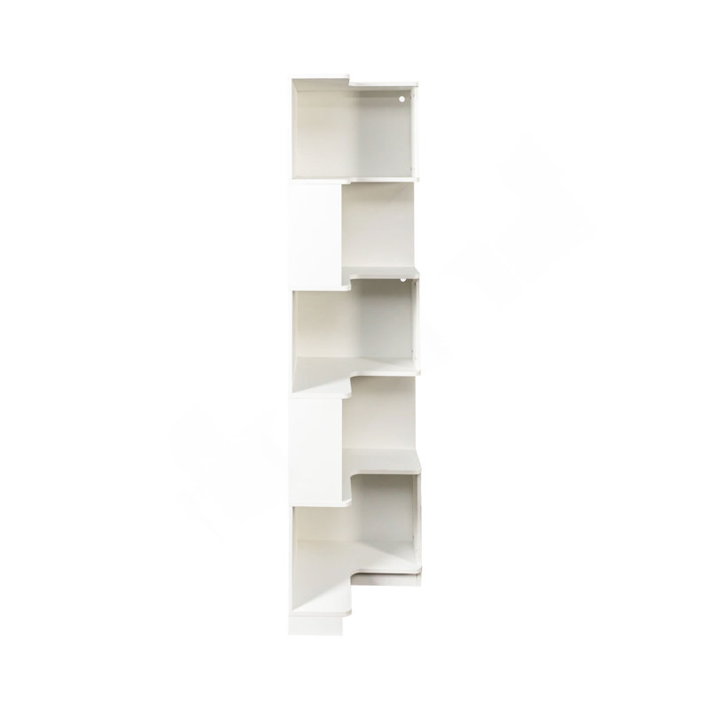 Corner Book Shelf - 5 Tier Corner Bookshelf  Bookcase With Baffle, Freestanding L Shaped Display Shelf Stand With Led Lights For Home Office, Living Room, Bedroom, Kitchen
