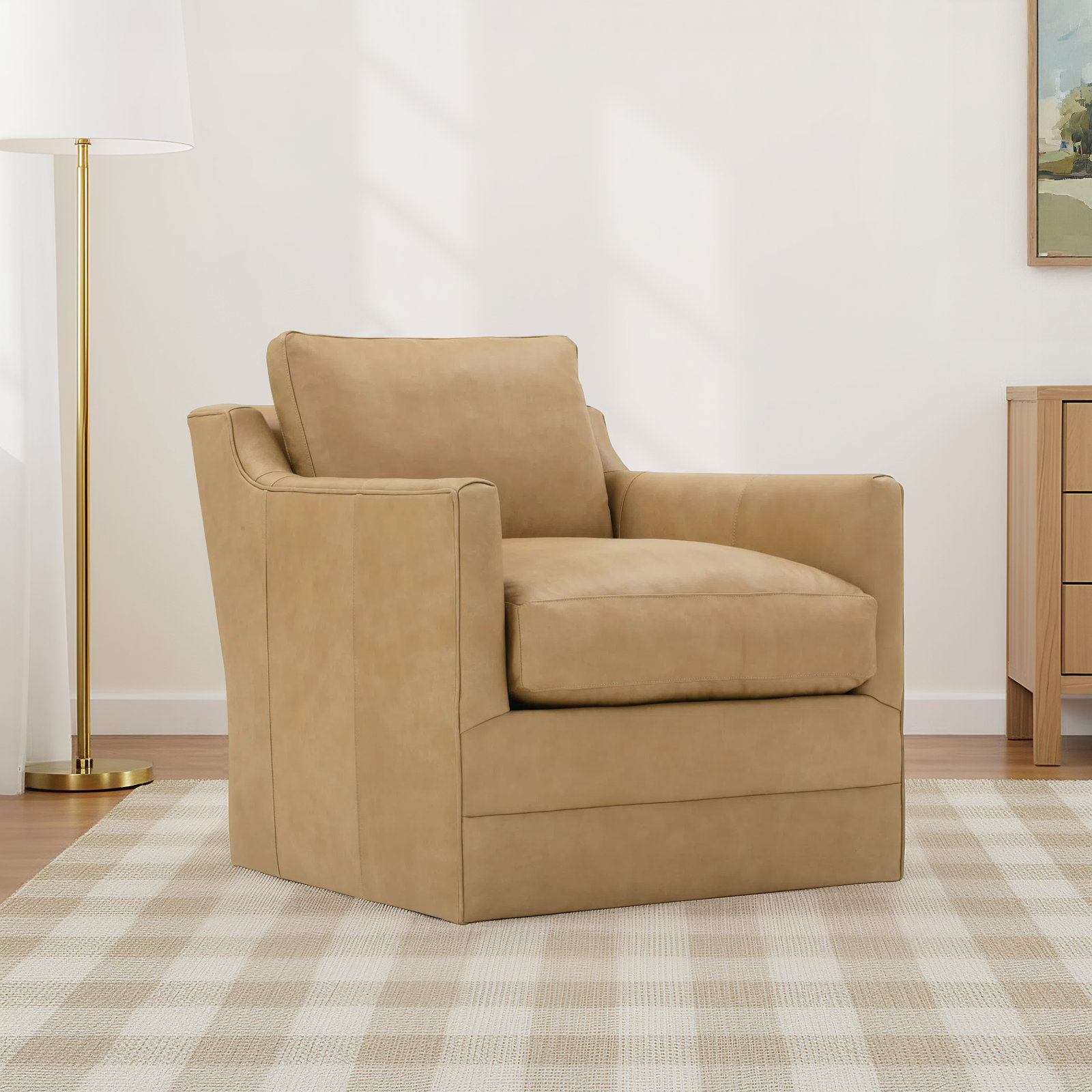 Madeline Genuine Leather Swivel Armchair