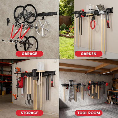 4PCS Garage Tool Storage Rack, Heavy Duty Garage Storage Organizer Rack System Wall Mounted Tool