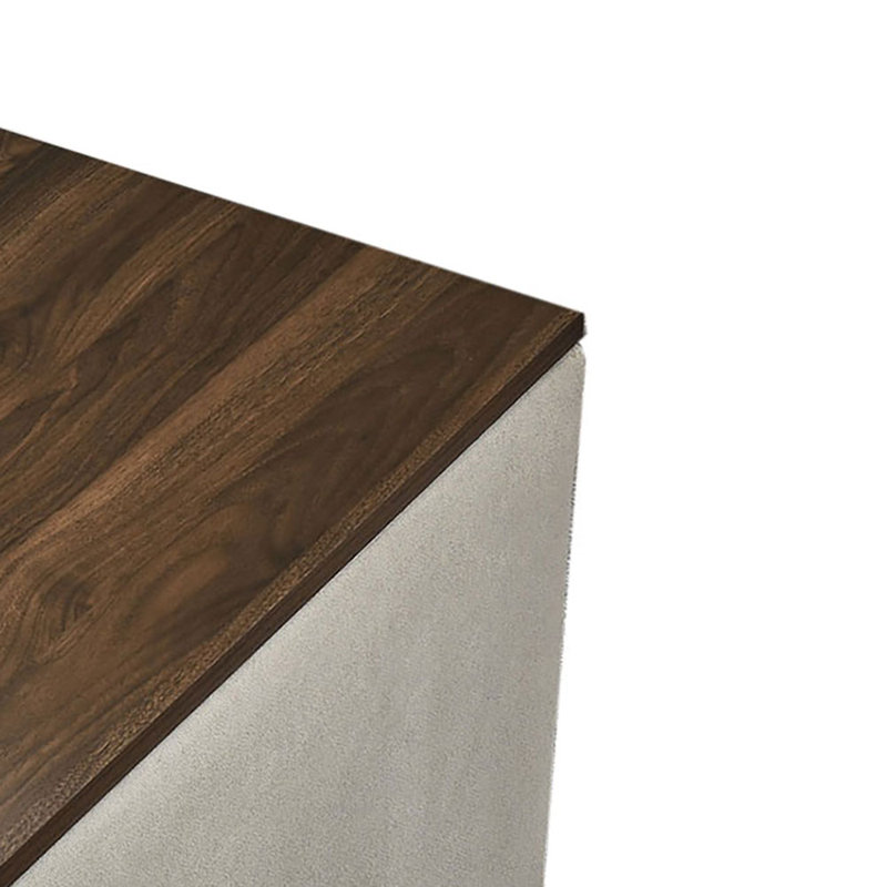 Upholstered Ottoman, Solid Color, Polyester Blend, Beige