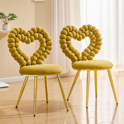 Set of 2 Unique Heart Bubble Tufted Dining Chair