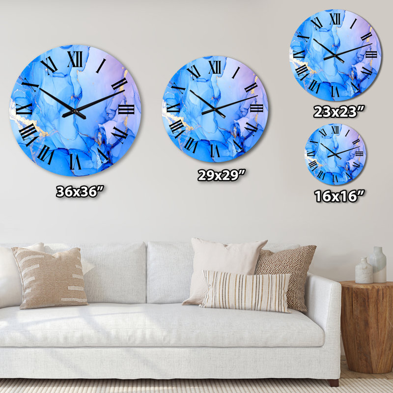 Horloge murale moderne mauve et bleue, Petit