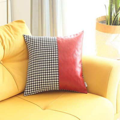 Divided Faux Leather Throw Pillow