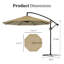 Parasol de patio en porte-à-faux rotatif à 360 ° avec auvent imperméable résistant aux rayons UV et cadre en fer robuste pour abat-jour de jardin, de piscine, de terrasse ou de cour-208366892