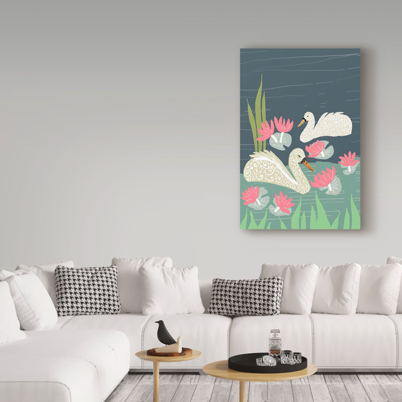 « lily pad swan », art sur toile, H 47 po x l 30 po x P 2 po
