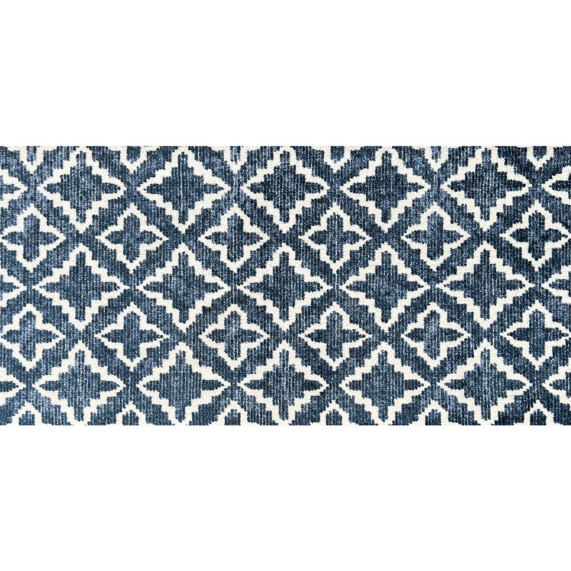 Tapis marocain touffeté à la machine 2 pi x 4 pi bleu marine avec protection UV