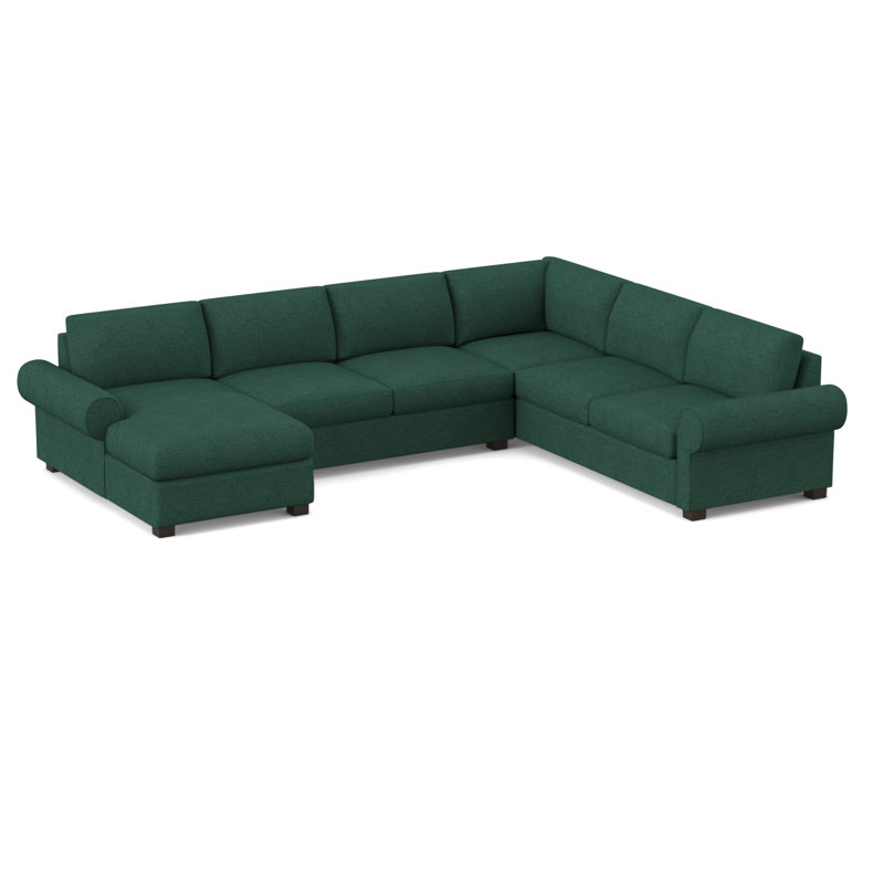 140" Wide Right Hand Facing Sleeper Corner Sectional, Hybrid, Antic Jade
