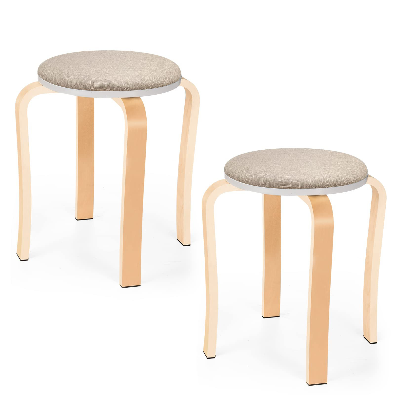 Latitude Run® Wood Stools, Set Of 2 Round Upholstered Backless ...