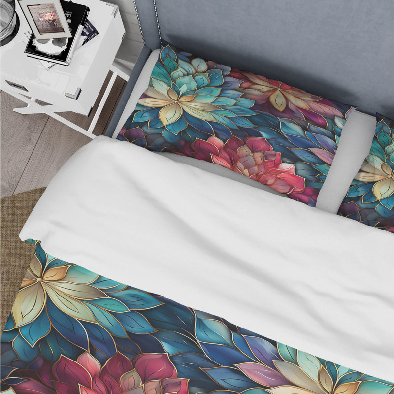 Ensemble de housse de couette à motif bohème marocain, Housse de couette simple + 1 taie décorative stan
