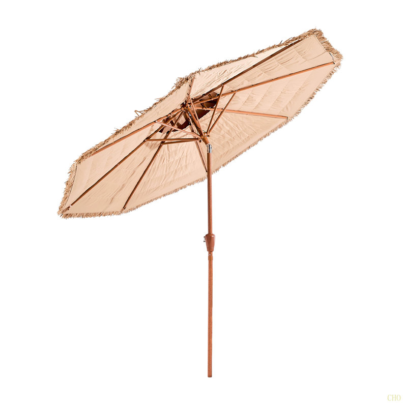 Parasol de patio en chaume à 2 niveaux 9 pieds Tiki
