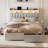 Bed Frame With 4 Drawers For Storage, Bedside Table, Pu Soft Headboard, Built-In Charging Station And Led Lights-1225535526-1225535524