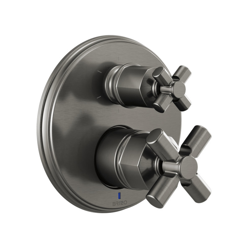 Invari® Pressure Balance Valve With Integrated 6-Function Diverter Trim - Less Handles, Luxe Steel, Cross