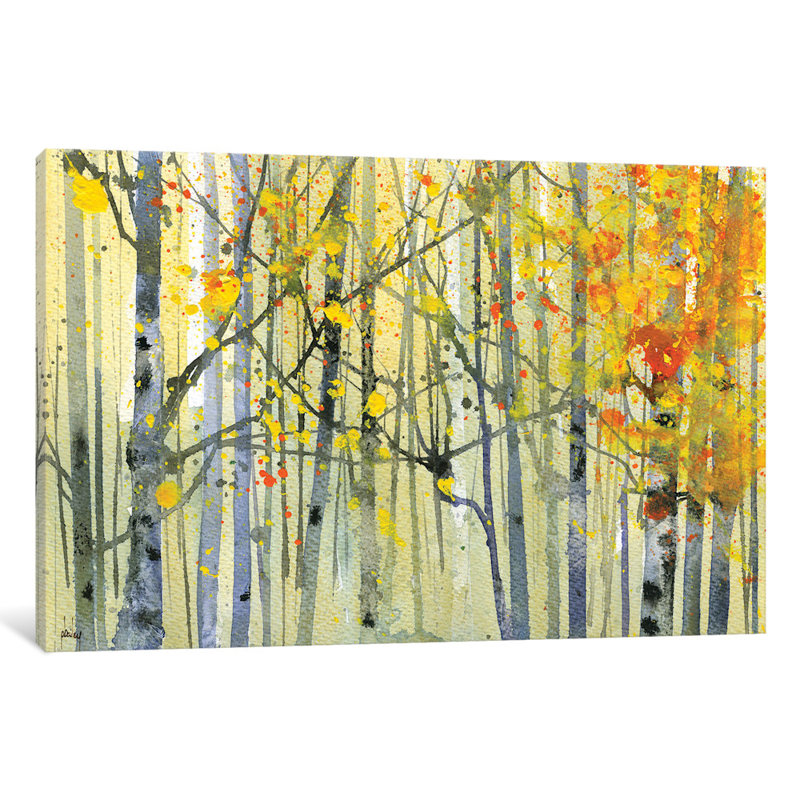 «Autumn Birches» par Paul Bailey, impression sur toile tendue, H 40 po x l 60 po x p 1,5 po, Toile tendue, Pas de tapis