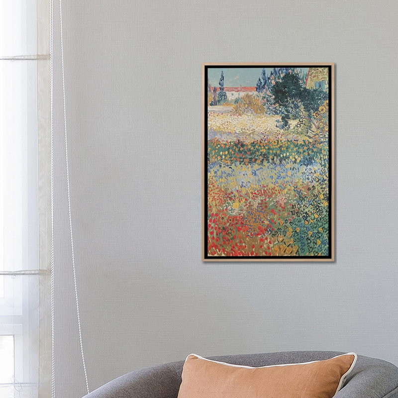 Garden in Bloom, Arles, July 1888 1 Piece Wall Art on Canvas, 152.4 cm H x 101.6 cm W x 4.445 cm D, Black Floater Framed