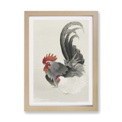Rooster & Hen by Ohara Koson - Framed Print
