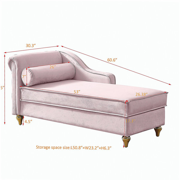 Mercer41 Modern Upholstery Chaise Lounge Chair with Storage Velvet ...