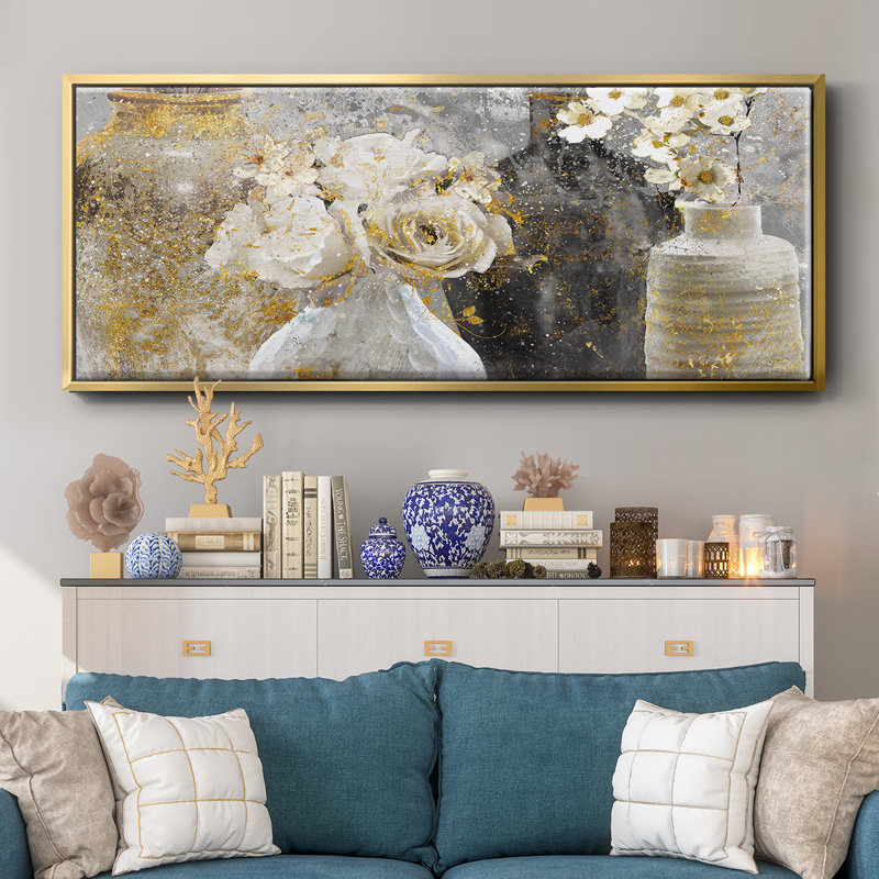 Fleur Couture - toile encadrée, H 12 po x l 30 po