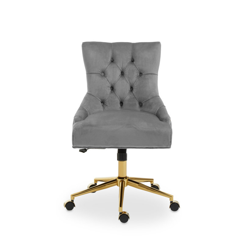 Farner Velvet Executive Chair, Gold, Grey