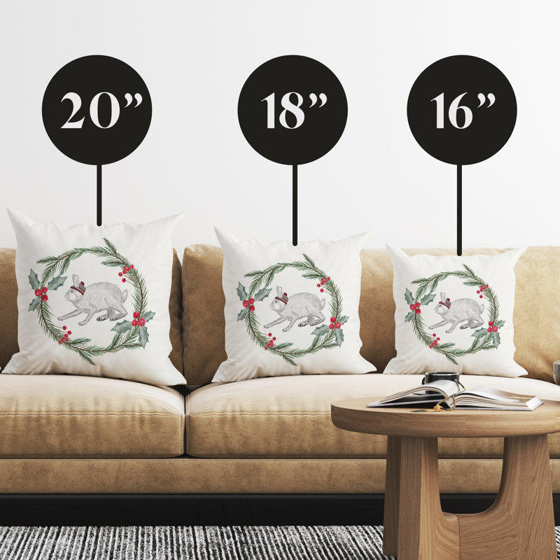 Housse de coussin Bunny Wreath, H 16 po x l 16 po