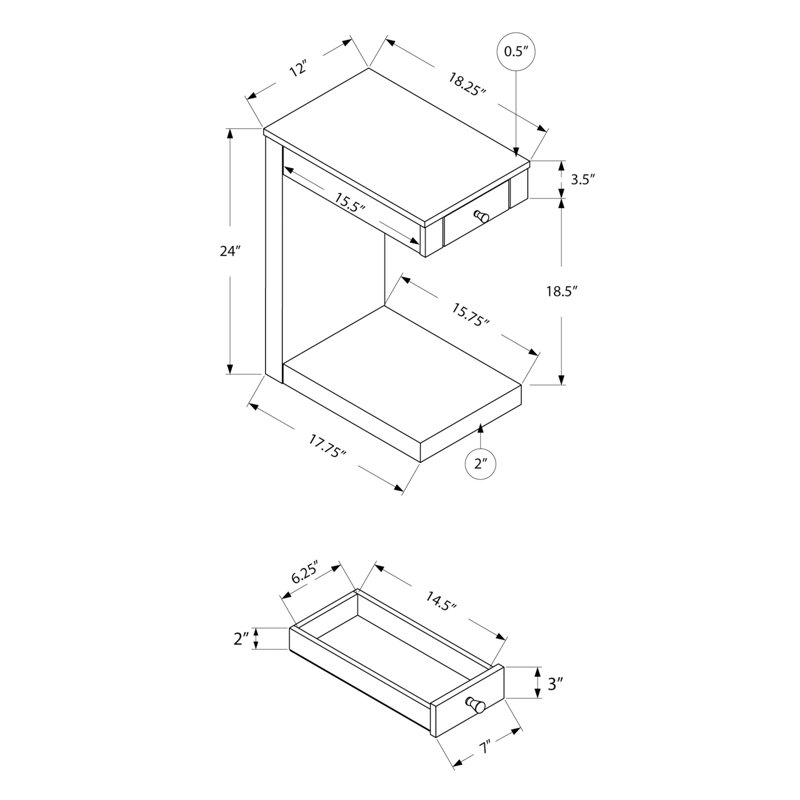 Accent Table, C-Shaped Nightstand, End Table, Side Table With Storage Drawer For Living Room, Indoor End Table For Living Space