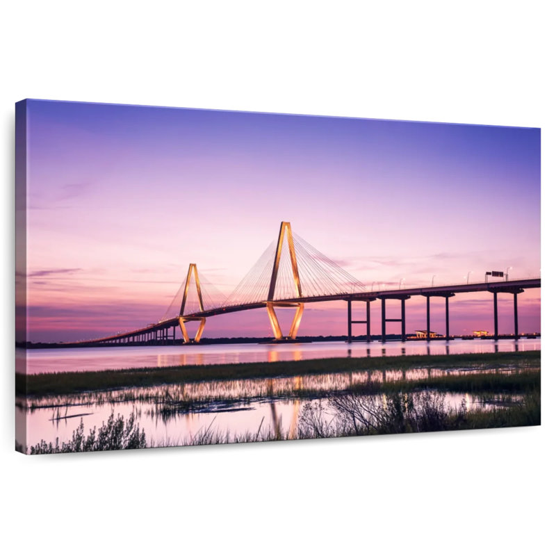 Purple Ravenel Bridge Lights, 32" H x 48" W