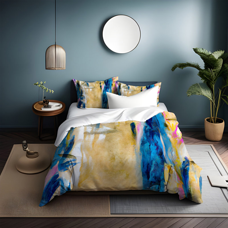 Polyester Abstract Duvet Cover, King Duvet Cover + 2 King Shams